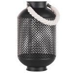 Beliani Lanterna de Metal Preto 34 x 20 cm com Rede Aberta para uma Vela Alça de Corda Decorativa Design Industrial