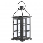 Beliani Lanterna de Metal Preto com Portas de Vidro 42 cm Suporte de Velas Uso Interior Ou Exterior Moderno