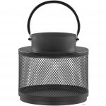 Beliani Lanterna em Metal Preto 19 cm Suporte de Velas Decorativo Estilo Industrial Minimalista Peça de Destaque