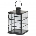 Beliani Lanterna Metálica Preta de Decoração Escandinava e Altura 27 cm com Porta Vela de Vidro