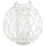 Beliani Lanterna de Vime Pintado de Branco e Vidro ø 41 cm Uso em Interior Ou Exterior Estilo Escandinavo