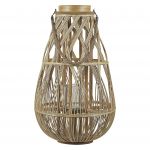 Beliani Lanterna Castanho Claro em Madeira de Bambu e Vidro 56 cm Uso em Interior e Exterior Estilo Escandinavo
