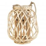 Beliani Lanterna Castanho Claro Mate de Madeira de Salgueiro e Vidro 30 cm para Interior e Exterior Estilo Escandinavo