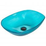 Beliani Lavatório Sólido Turquesa 54 x 36 cm Semitransparente para Quarto de Banho