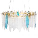 Beliani Lustre em Metal e Aço Multicolor e Abajur Redondo de Vidro para Interior Glamoroso Moderno