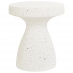 Beliani Mesa de Apoio em Fibra de Vidro Branca Creme MgO Tampo Redondo Resistente a Manchas Ferrugem Água Vento Sala Estar Boho Moderno