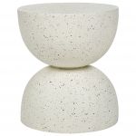 Beliani Mesa de Apoio Branca Creme Terrazzo Fibra Vidro Ampulheta Resistente a Manchas Ferrugem Água e Vento Boho Moderno