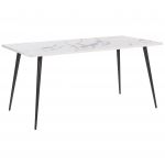 Beliani Mesa de Jantar com Efeito de Mármore Branco Top Pernas de Metal Preto Retangular 160 x 80 cm para 6 Pessoas Estilo Moderno Glamour