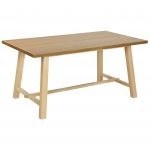 Beliani Mesa de Jantar MDF Claro e Pernas Madeira de Borracha 160 x 90 cm Tampo Retangular Folheado Natural Cozinha Escandinava Minimalista