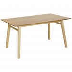 Beliani Mesa de Jantar MDF Claro e Pernas Madeira de Borracha 150 x 90 cm Tampo Retangular Folheado Natural Cozinha Escandinava Minimalista
