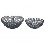 Beliani Conjunto de 2 Taças Decorativas em Metal Preto Redondo Acessórios de Destaque Design Aberto