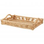 Beliani Tabuleiro Decorativo em Rattan Claro 51 x 39 cm para Cozinha Ou Sala de Estilo Boho