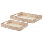 Beliani Bandeja Decorativa em Rattan Natural com Madrepérola Intrincada Espaço de Joias