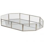 Beliani Bandeja Decorativa de Latão Prateado e Octógono de Vidro Espelhado Peça Decorativa de 32 x 22 cm para Velas e Joias