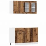 vidaXL 4 Peças Armário de Cozinha Conjunto Derivados Madeira Madeira Velha - 3120863789