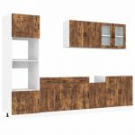 vidaXL 7 Peças Armário de Cozinha Conjunto Kalmar Carvalho Fumado - 4138343718