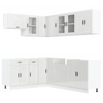 vidaXL 11 Peças Armário de Cozinha Conjunto Porto Brilho Branco - 4046008550