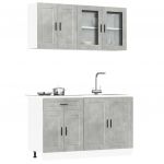 vidaXL 4 Peças Armário de Cozinha Conjunto Kalmar Concreto Cinza - 1456040227