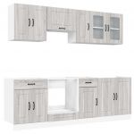 vidaXL 8 Peças Armário de Cozinha Conjunto Kalmar Cinza Sonoma - 3316710474