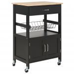 Beliani Carrinho de Cozinha Preto 58 x 40 x 90 cm com 1 Gaveta 1 Armário 1 Cesto Removível para Sala Ou Cozinha