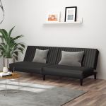 Sofá Cama vidaXL de 2 Lugares Couro Artificial Preto - 2873662958
