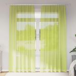 vidaXL Cortinas de Voile com Aba 2 Peças Verde-maçã - 2383107848