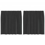 vidaXL Cortinas de Voile com Aba 2 Peças Preto - 1610954276