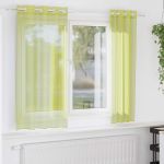 vidaXL Cortinas de Voile com Ilhós 2 Peças Verde-maçã 140x140 cm - 334173893