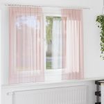 vidaXL Cortinas de Voile com Laços 2 Peças Rosa-claro 140x140 cm - 1379095718