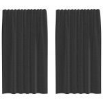 vidaXL Cortinas de Voile com Aba 2 Peças Preto - 386008754
