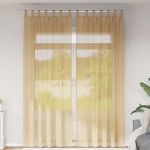 vidaXL Cortinas de Voile com Bolsos para Varão 2 Peças Areia - 3324446166