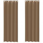 vidaXL Cortinas de Voile com Ilhós 2 Peças Castanho-claro - 3183280939