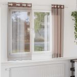 vidaXL Cortinas de Voile com Ilhós 2 Peças Castanho 140x140 cm - 3517308979