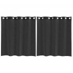 vidaXL Cortinas de Voile com Ilhós 2 Peças Preto 140x140 cm - 4080992219