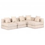 vidaXL Pufe Modular de 4 Lugares Tecido Bege - 1172598057