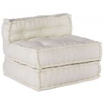 vidaXL Pufe Modular 70x70x54 cm Tecido Creme - 177261952