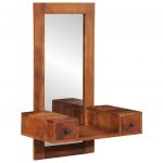 vidaXL Espelho de Parede com Gavetas 60x33x90 cm Acácia Madeira Maciça - 1419573896