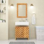 vidaXL Espelho Casa de Banho 50x70x3cm Mangueira Maciça/vidro Castanho - 646033064