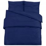vidaXL Conjunto de Capa de Edredão 155x220 cm Algodão Azul Marinho - 4292800519
