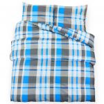 vidaXL Conjunto de Capa de Edredão 200x220 cm Algodão Azul e Cinza - 572823966