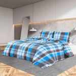 vidaXL Conjunto de Capa de Edredão 260x220 cm Algodão Azul e Cinza - 625565063