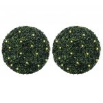 vidaXL Bolas Artificiais de Buxo com Luzes led 2 Peças Verde 52 cm - 3828879748