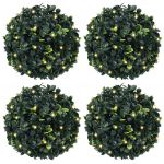 vidaXL Bolas Artificiais de Buxo com Luzes led 4 Peças Verde 12 cm - 2100379710