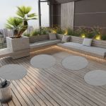 vidaXL Relva Artificial com Pitões Redonda Diâmetro 95 cm Cinzento - 4153307191
