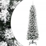 vidaXL Árvore de Natal Artificial Fina com Neve Pvc e Pe 210 cm - 338145446