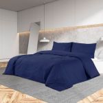 vidaXL Conjunto Capa de Edredão 260x220 cm Algodão Azul-marinho - 381506866