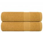 vidaXL Toalhas de Banho 2 Peças 100x150 cm 360 Gsm 100% Algodão Ouro - 225074998