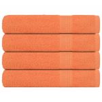 vidaXL Toalhas de Sauna 4 Peças 80x200 cm 360 Gsm 100% Algodão Laranja - 212350209