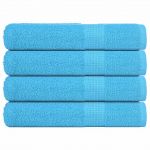 vidaXL Toalhas 4 Peças 100x200 cm 360 Gsm 100% Algodão Turquesa - 2902489799