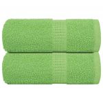 vidaXL Toalhas Mãos 2 Peças 30x30 cm 360 g/m2 100% Algodão Verde Maça - 3165171186
